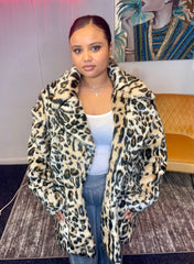 Jlo Faux Fur Leopard Print Jacket