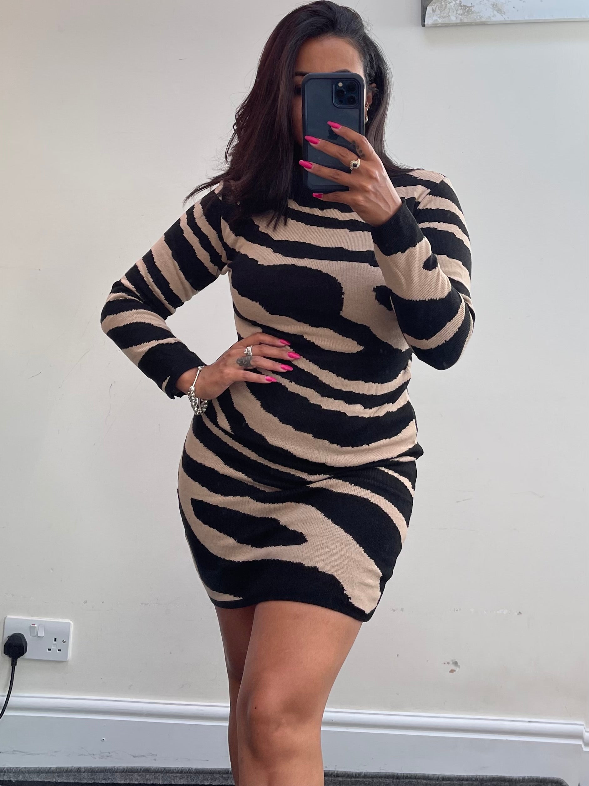 Lian Zebra print Bodycon Dress