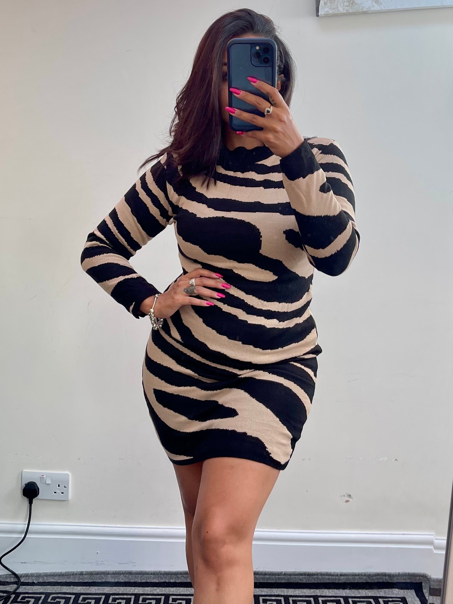 Lian Zebra print Bodycon Dress