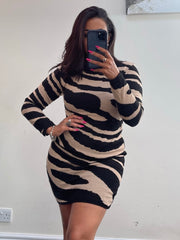 Lian Zebra print Bodycon Dress