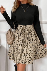 Ribbed Knit Belted Dress