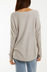 Ribbed Wool Blend Floral Jumper