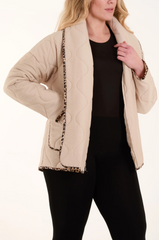 Leopard Trim Quilted Jacket