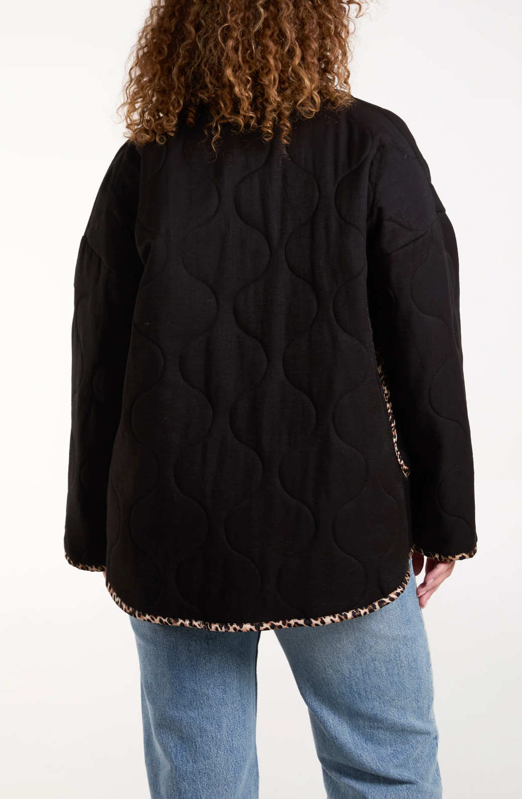 Leopard Trim Quilted Jacket