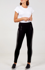 Zipped Pocket Legging With PU Panels