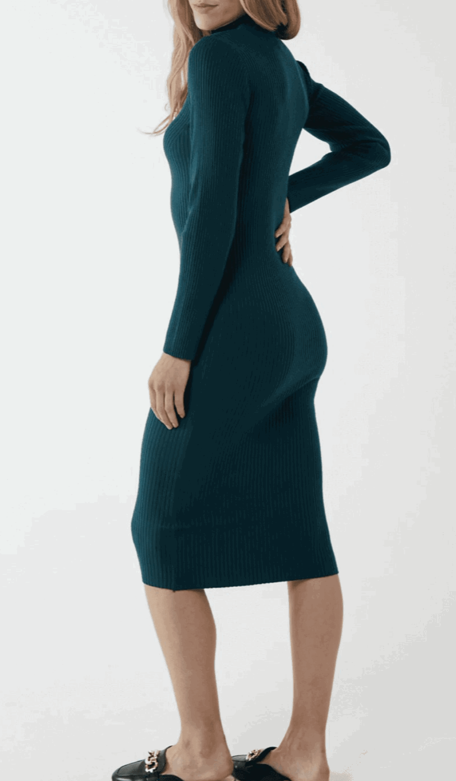 High Neck Midi Dress